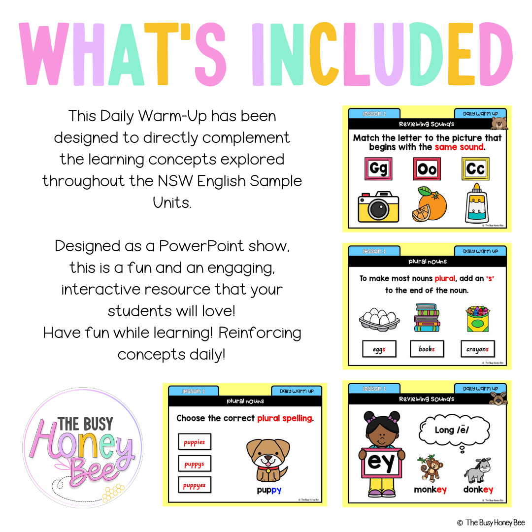 Multi Age K-2 Year A English Daily Warm Up Unit 4