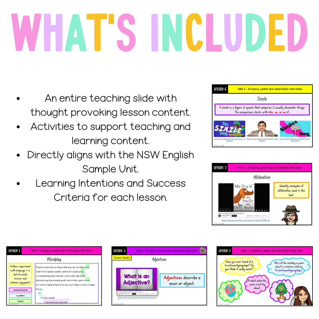 Multi Age Year B Unit 5 Imagery, symbol and connotation; English Teach ...