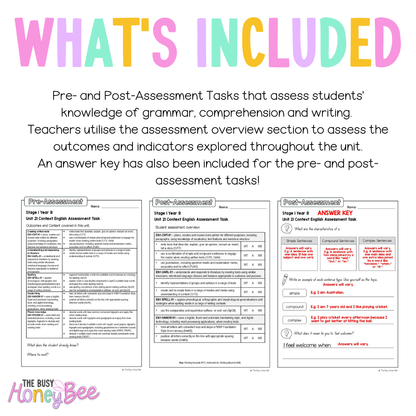 Stage 1 Year B English Pre- and Post-Assessment Unit 21