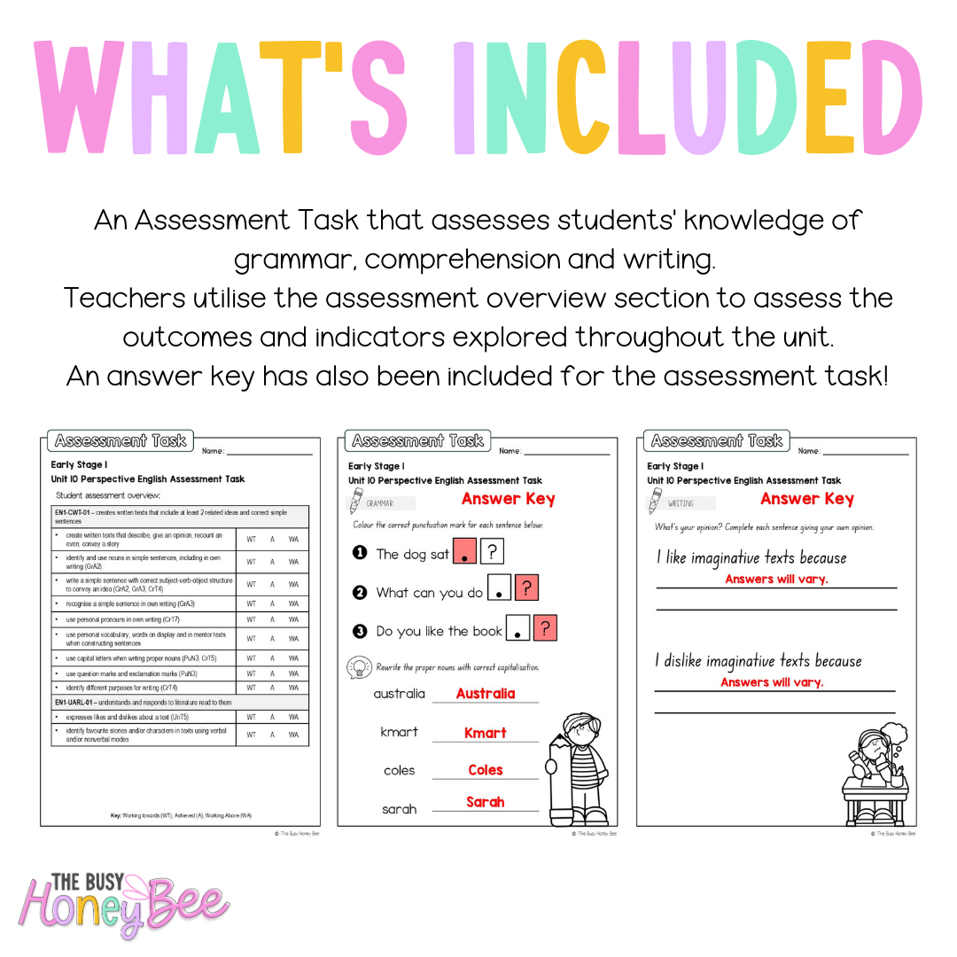 Early Stage 1 English Assessment Unit 10 Perspective