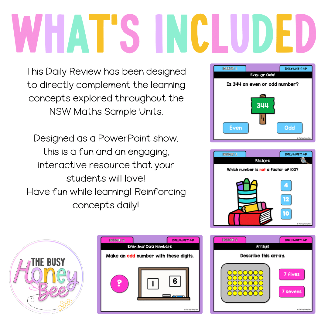 Multi Age 3-6 Year A Australian | NSW Math Daily Review | Warm-Up Unit 17
