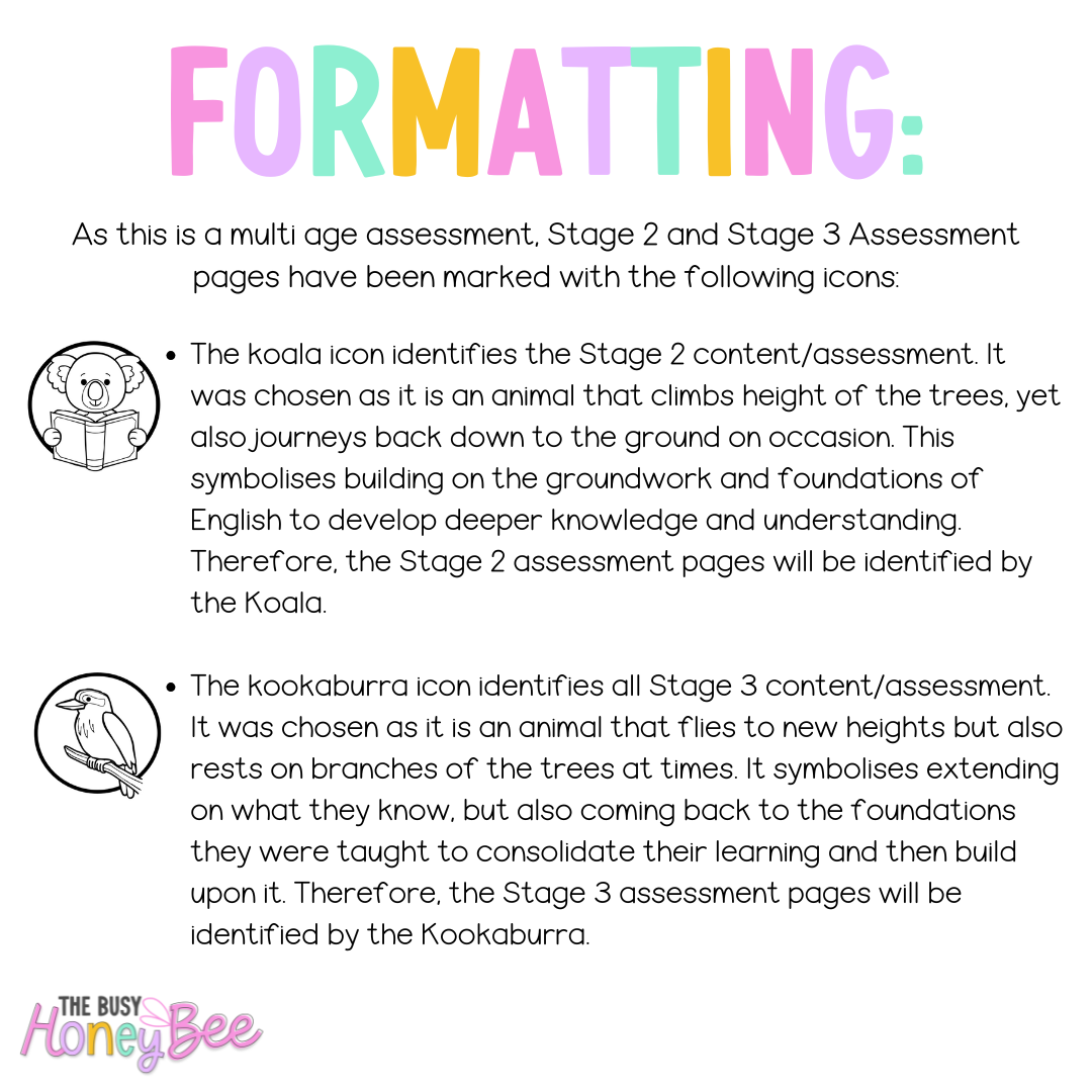 Multi Age 3-6 Year B English Pre- and Post-Assessment Unit 6 Theme