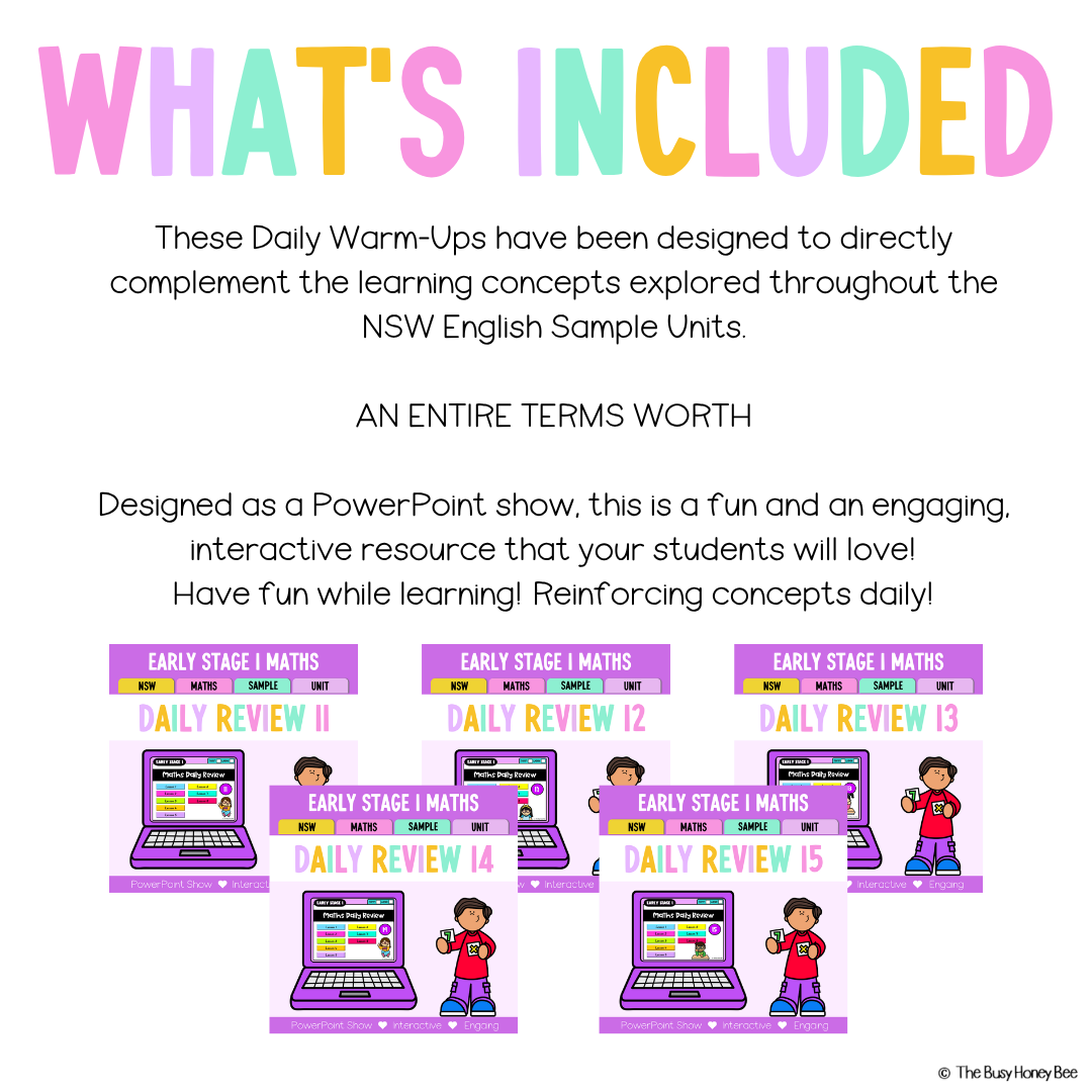 Early Stage 1 Australian | NSW Math Daily Review | Warm-Up Term 3 Mega Bundle