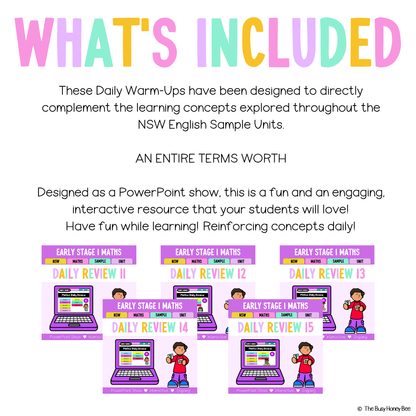 Early Stage 1 Australian | NSW Math Daily Review | Warm-Up Term 3 Mega Bundle