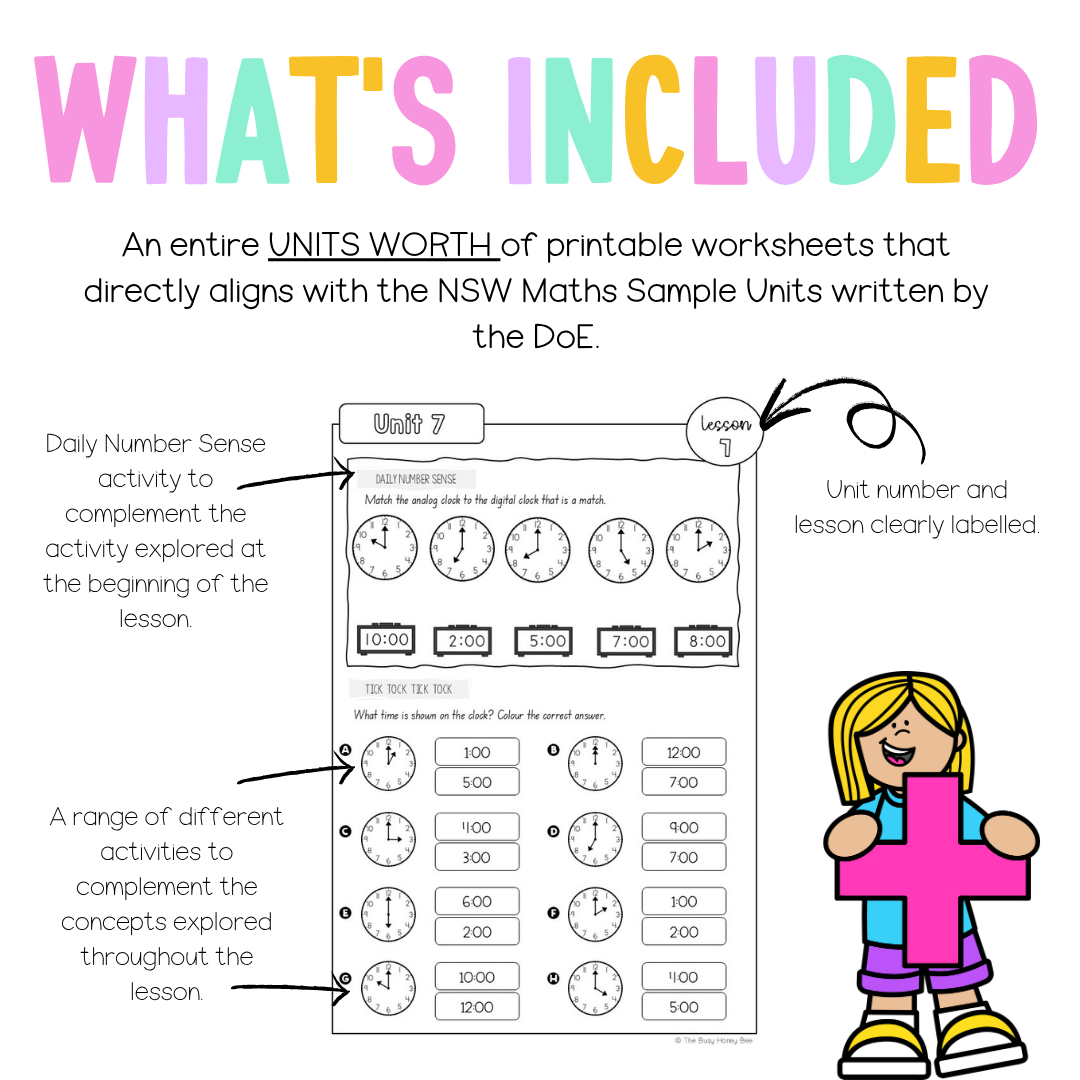 Early Stage 1 NSW Maths Worksheets Unit 7