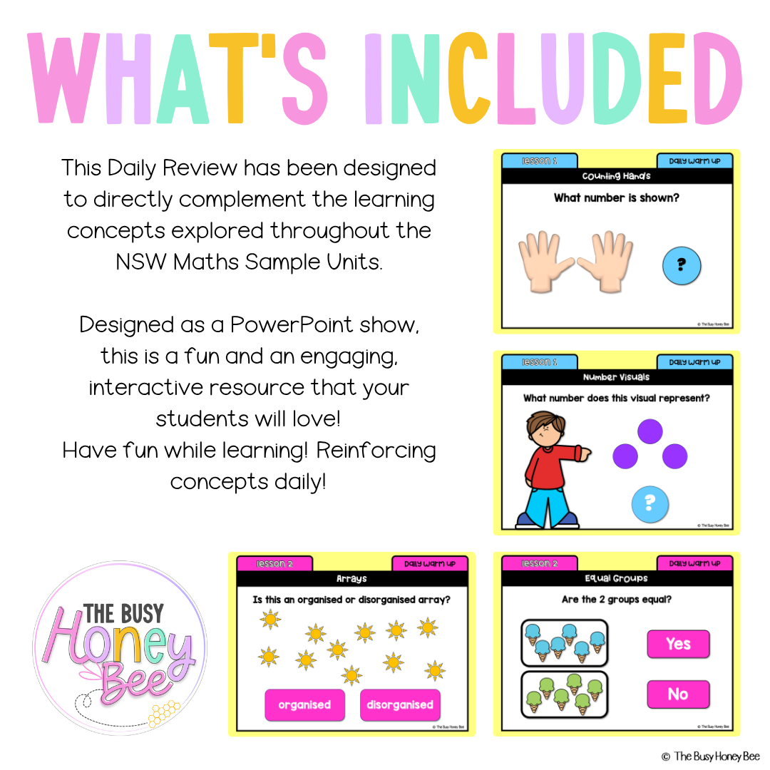 Multi Age K-2 Year A Australian | NSW Maths Daily Review | Warm-Up Unit 13