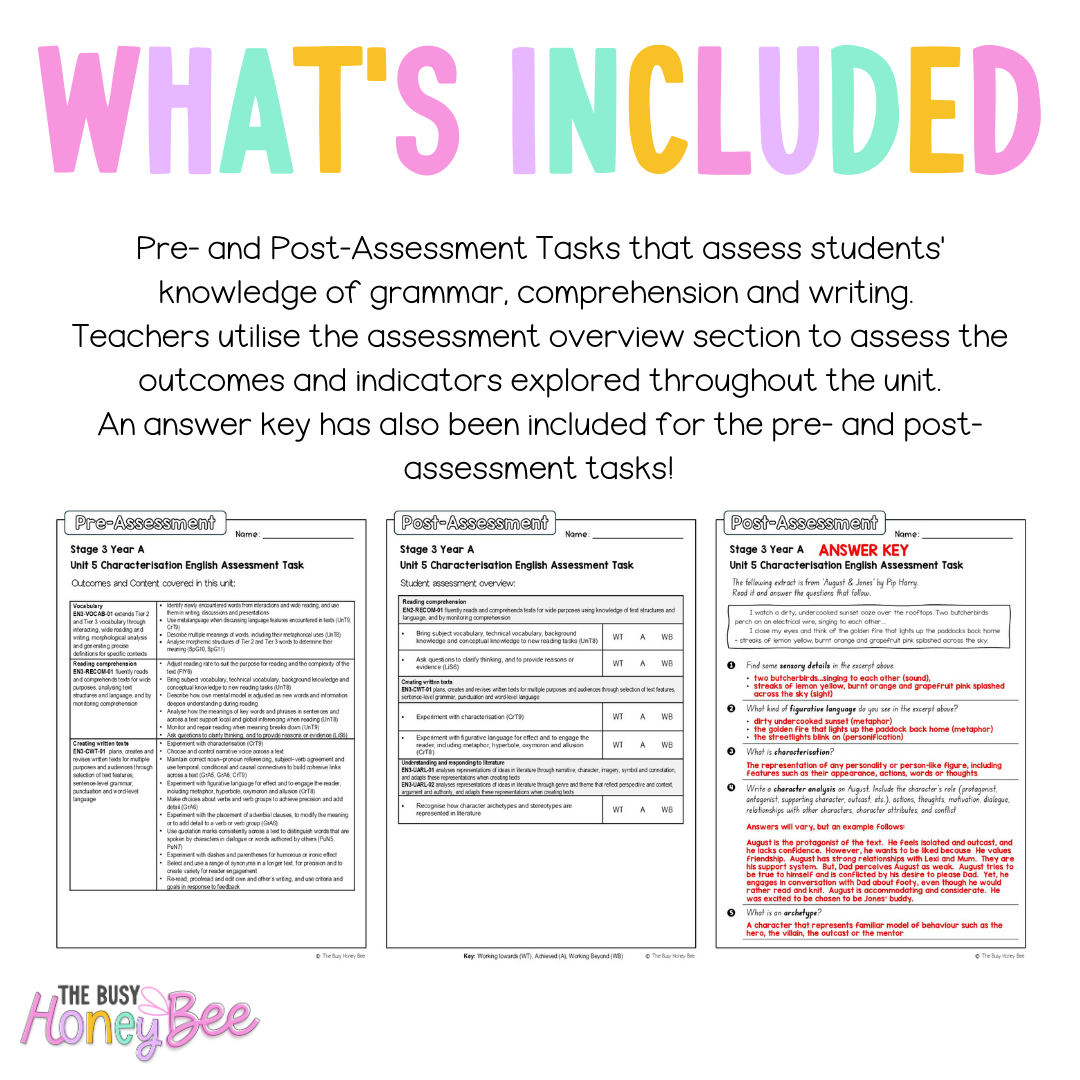 Stage 3 Year A English Pre- and Post-Assessment Unit 5 Characterisation