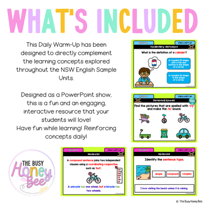 Multi Age K-2 Year B Australian | NSW English Daily Review | Warm-Up Unit 18