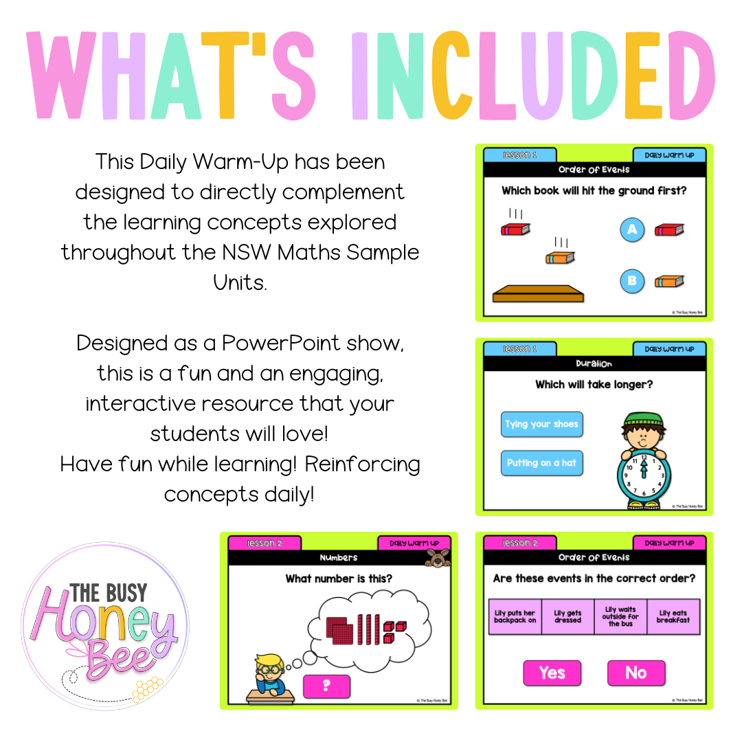 Multi Age K-2 Year B Australian | NSW Maths Daily Review | Warm-Up Unit 20