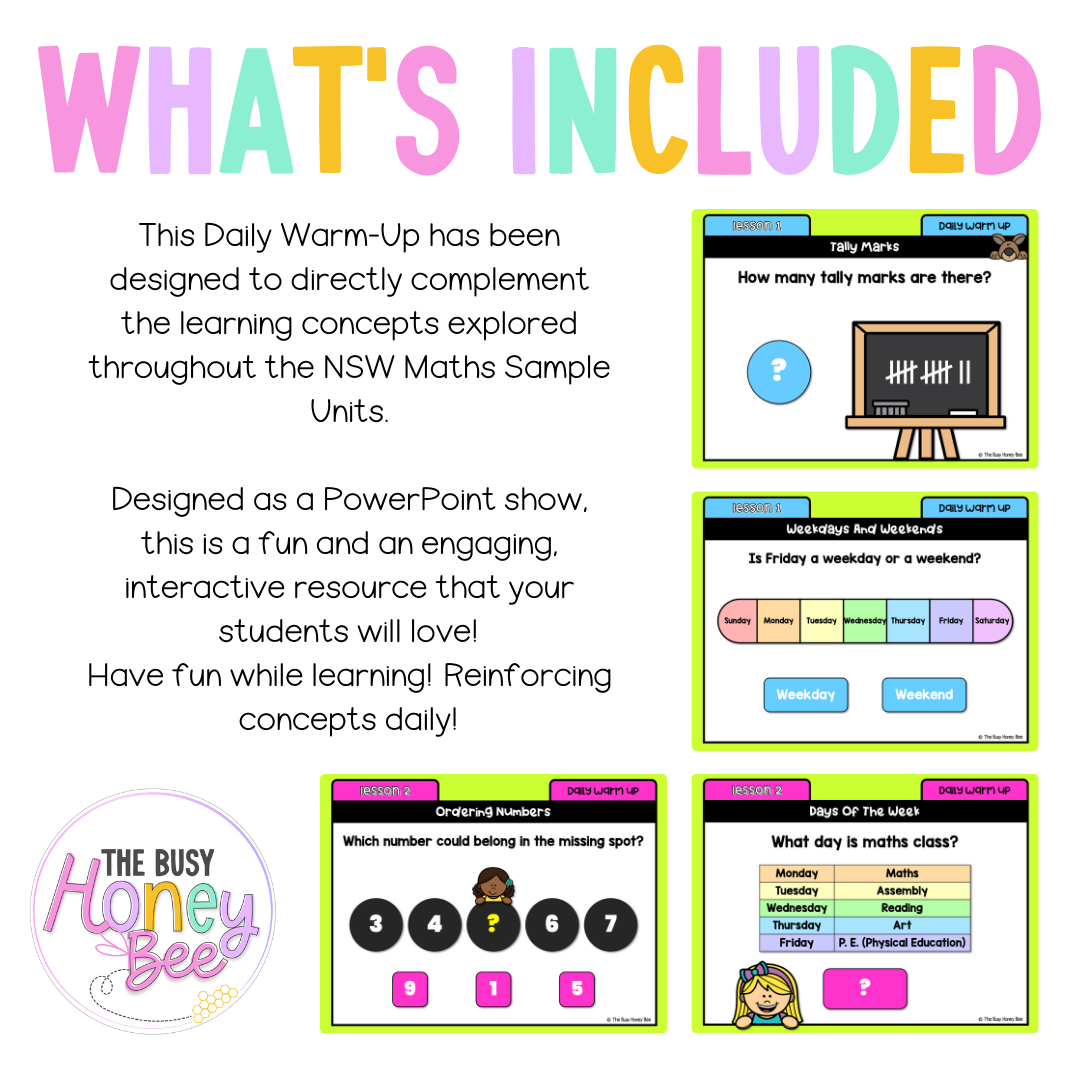 Multi Age K-2 Year B Australian | NSW Maths Daily Review | Warm-Up Unit 18