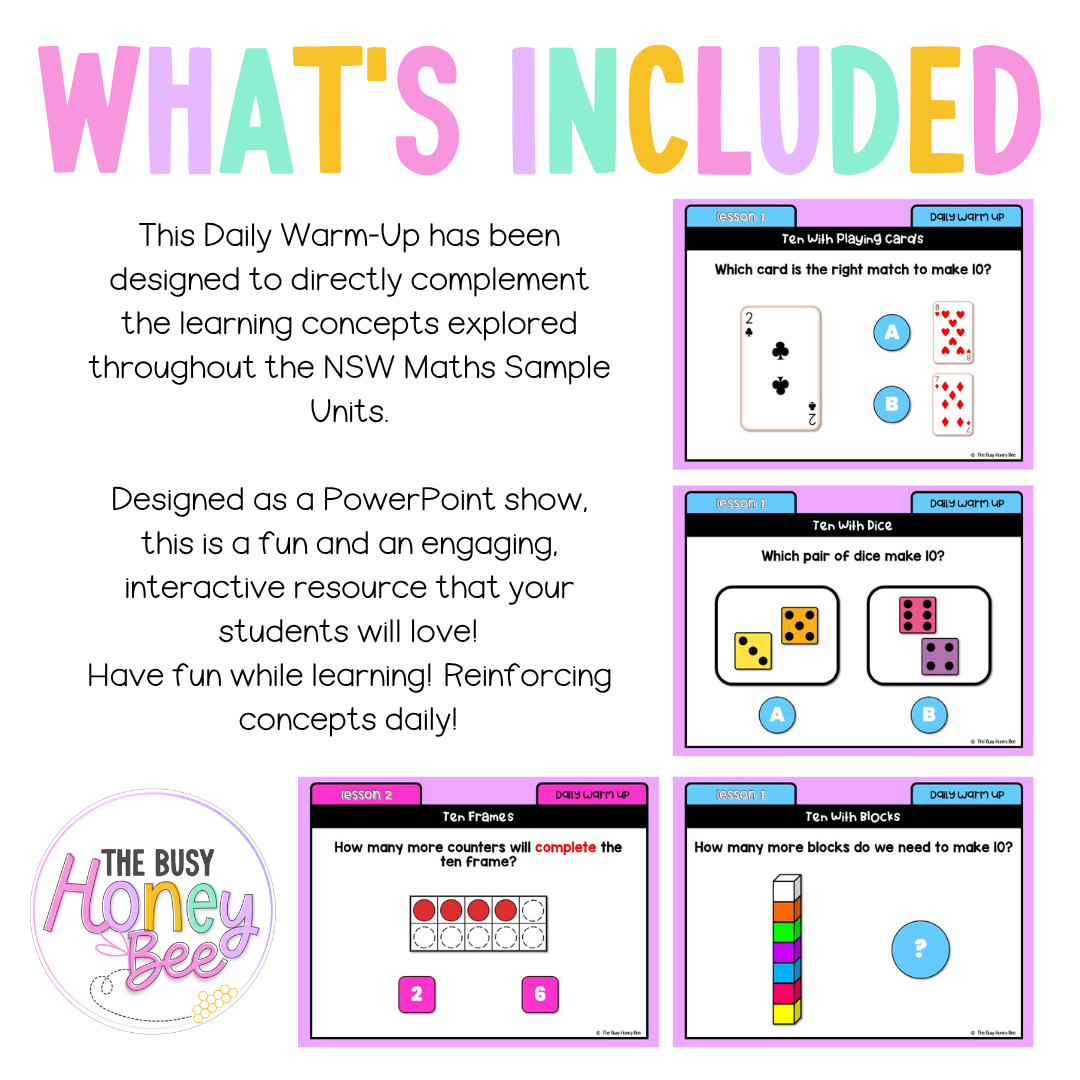 Early Stage 1 Australian | NSW Math Daily Review | Warm-Up Unit 11