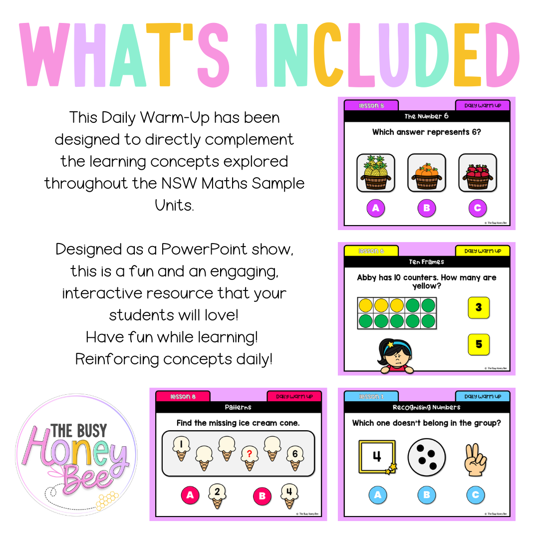Early Stage 1 Australian | NSW Math Daily Review | Warm-Up Unit 4