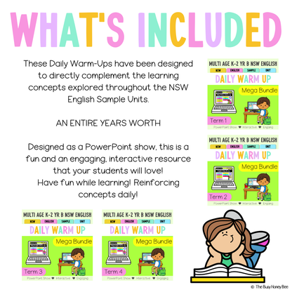 Multi Age K-2 Year B Ultimate English Australian | NSW English Daily Review | Warm-Up Mega Bundle