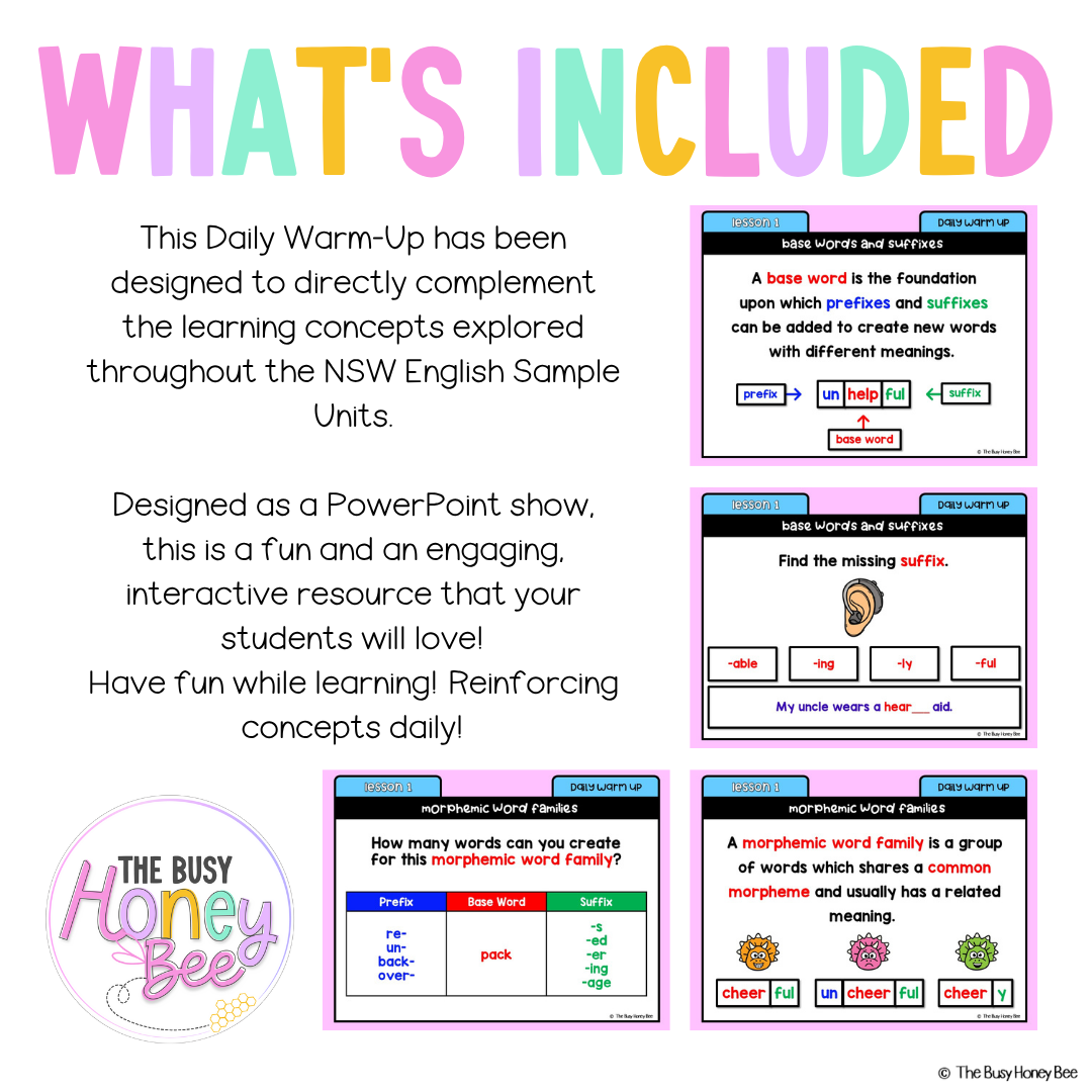 Stage 1 Year A Australian | NSW English Daily Review | Warm-Up Unit 20