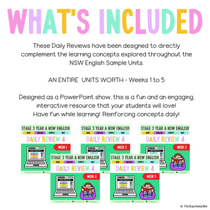 Stage 3 Year A Australian | NSW English Daily Review | Warm-Up Unit 4 Bundle