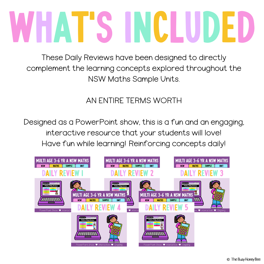 Multi Age 3-6 Year A Australian | NSW Math Daily Review | Warm-Up Term 1 Mega Bundle