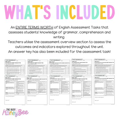 Stage 1 Year B NSW English Assessment Term 4 Mega Bundle