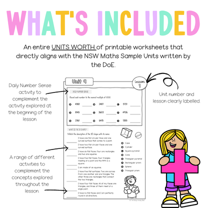 Multi Age 3-6 Year B NSW Maths Worksheets Unit 9