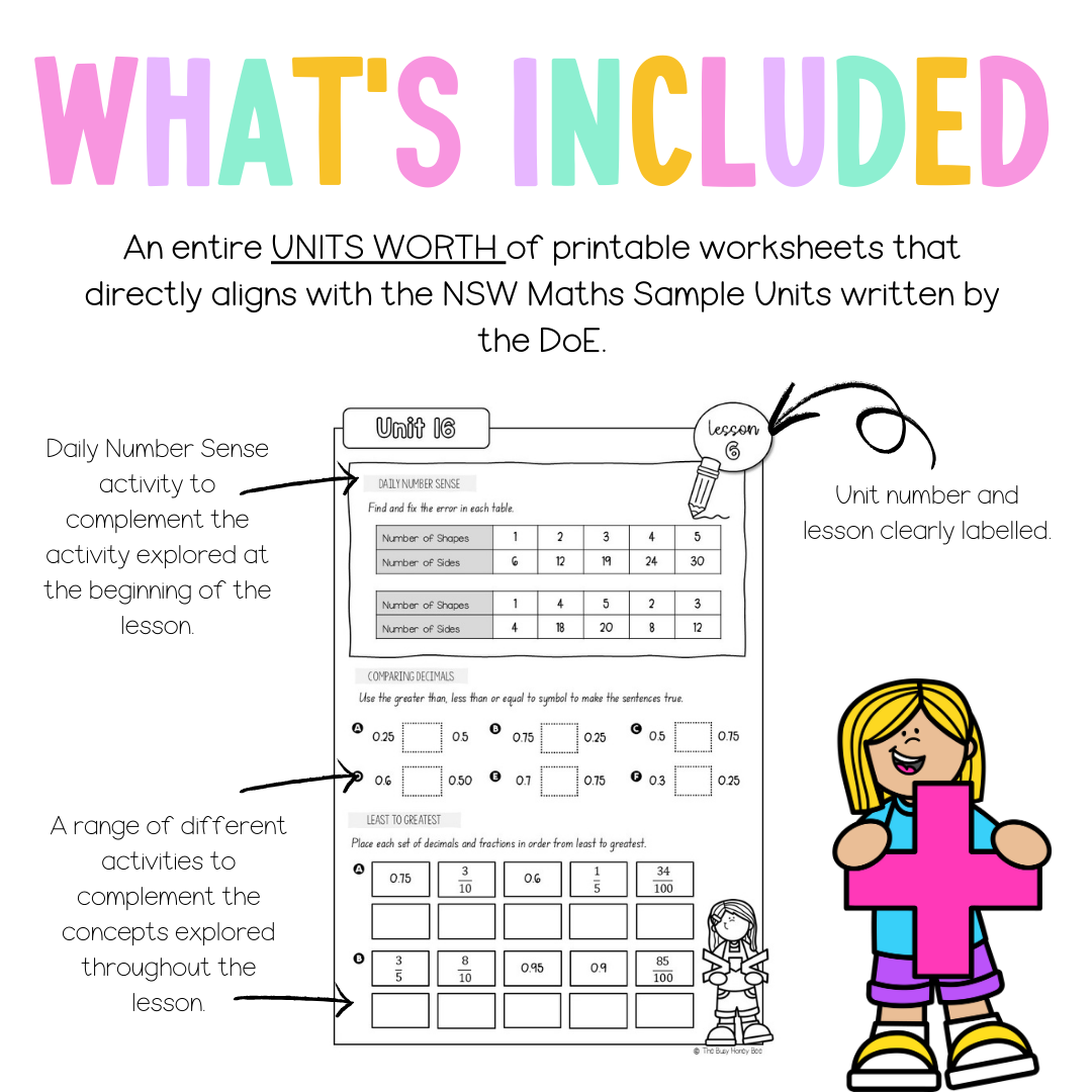 Multi Age 3-6 Year B NSW Maths Worksheets Unit 16