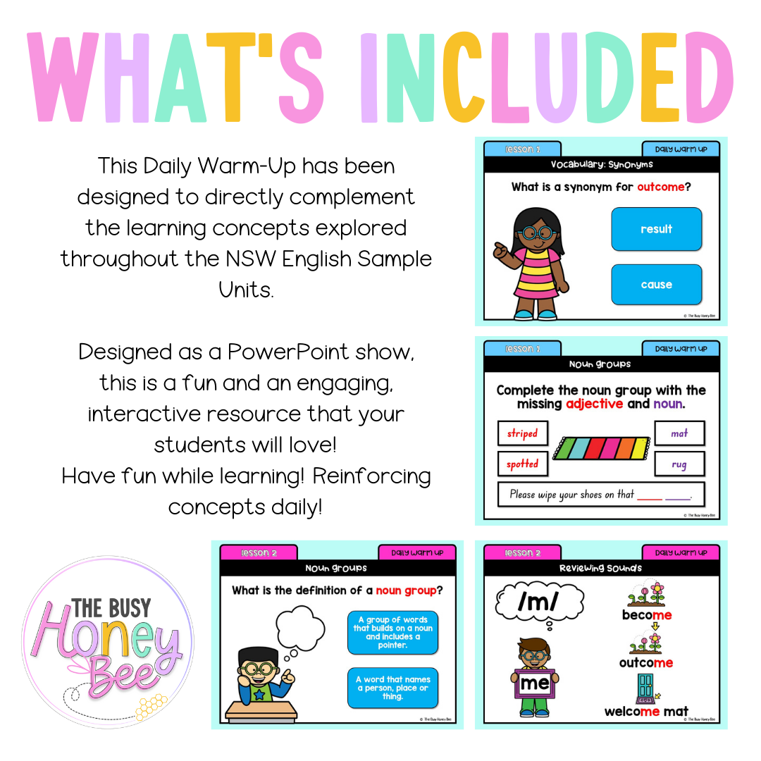 Stage 1 Year B Australian | NSW English Daily Review | Daily Warm Unit 26