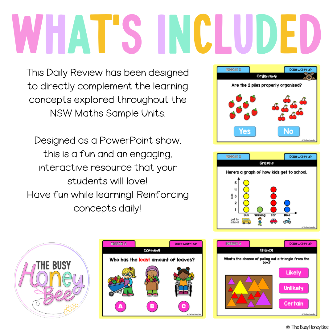 Multi Age K-2 Year A Australian | NSW Maths Daily Review | Warm-Up Unit 18