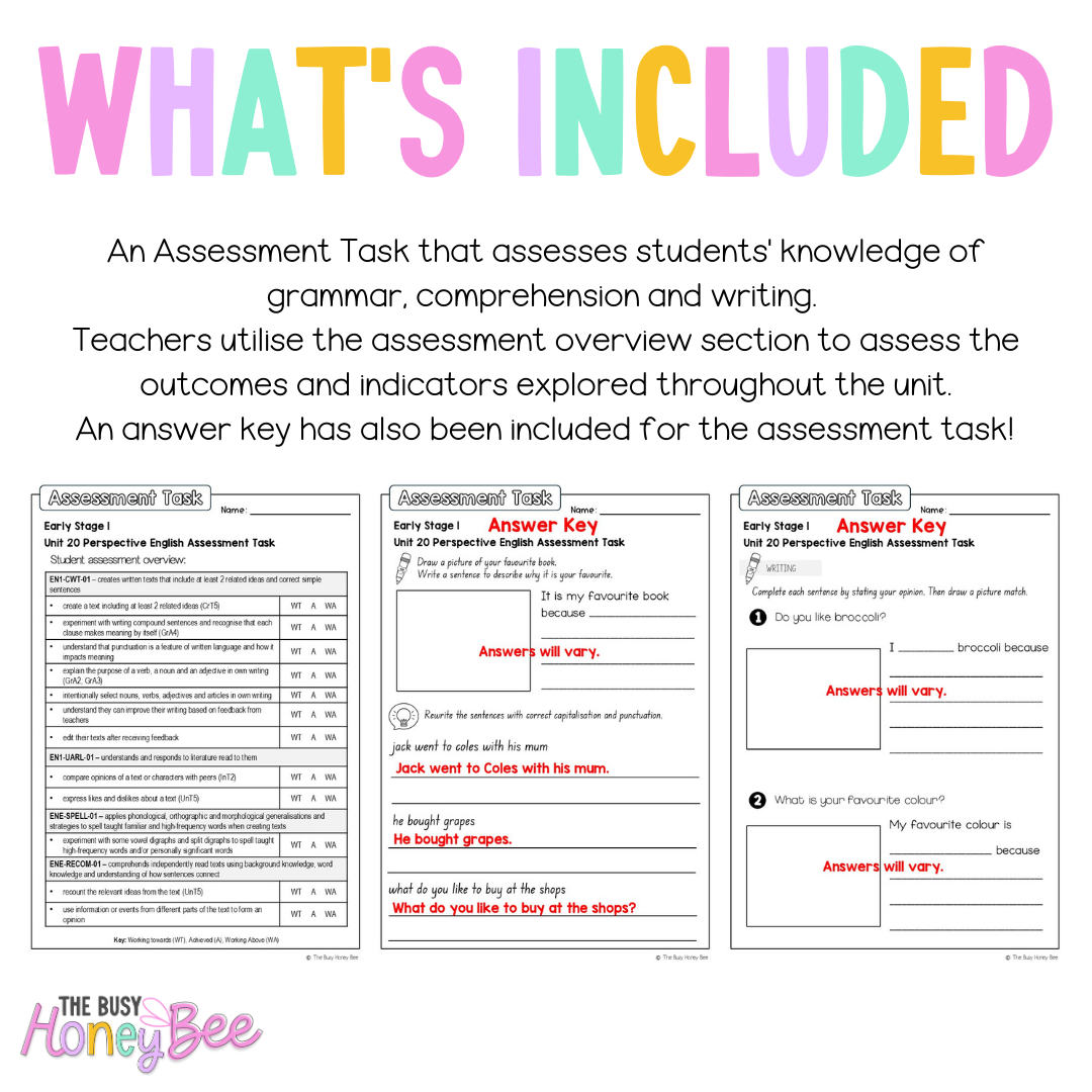 Early Stage 1 English Assessment Unit 20 Perspective