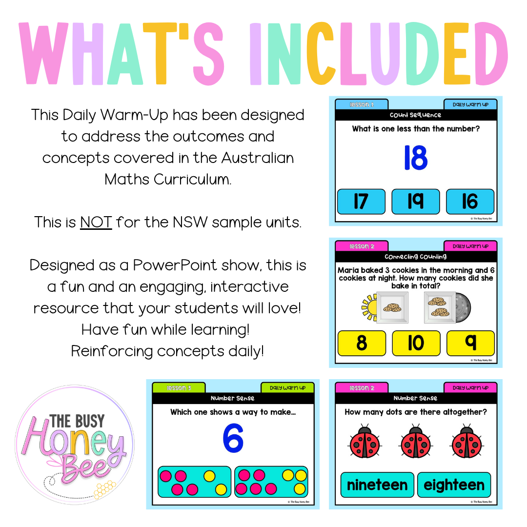 Kindergarten/Prep Australian | Math Daily Review | Warm-Up 8