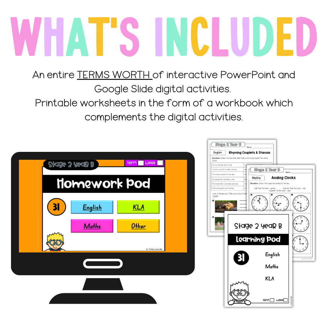 Stage 2 Year B Homework/Learning Pods Term 3 Mega Bundle