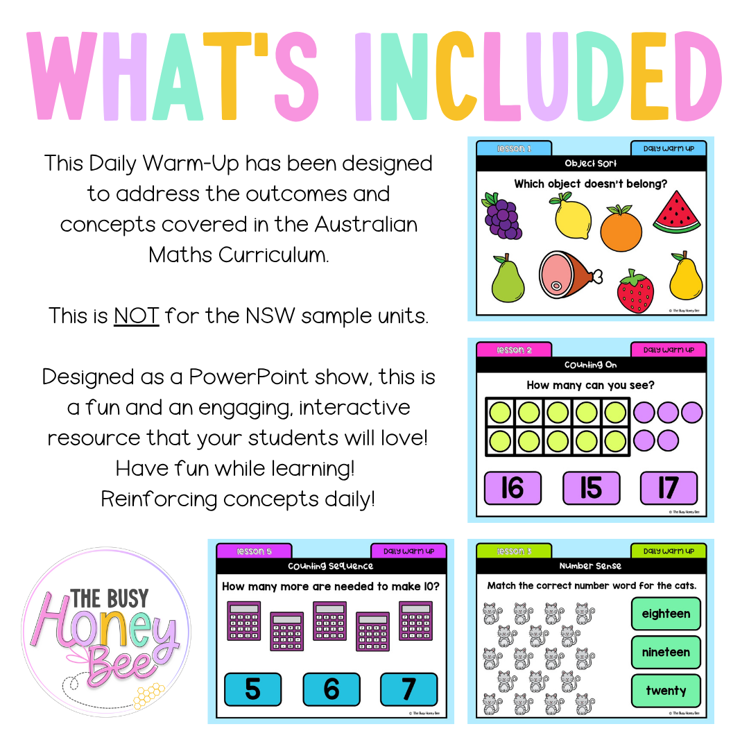 Kindergarten/Prep Australian | Math Daily Review | Warm-Up 7