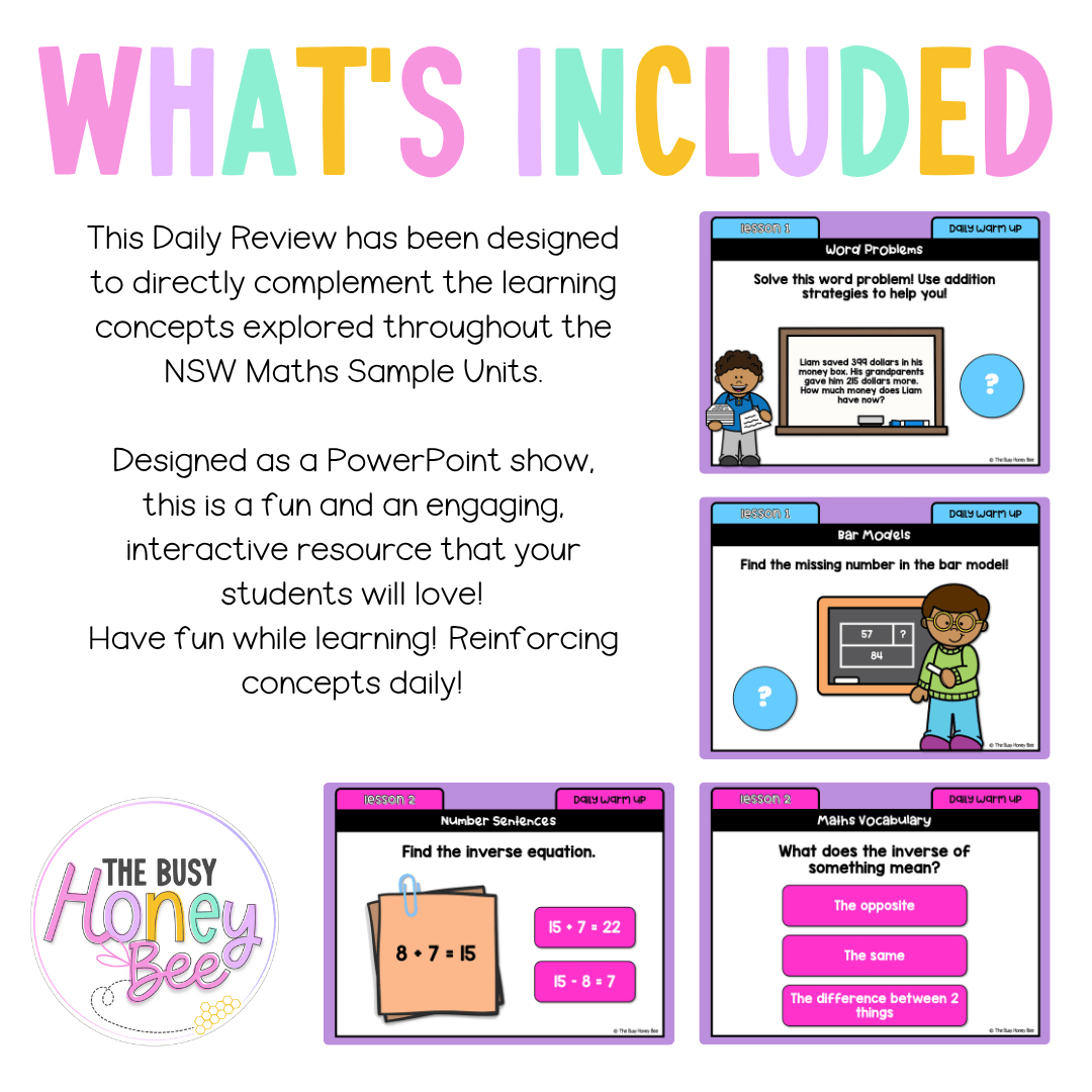 Multi Age 3-6 Year A Australian | NSW Math Daily Review | Warm-Up Unit 18