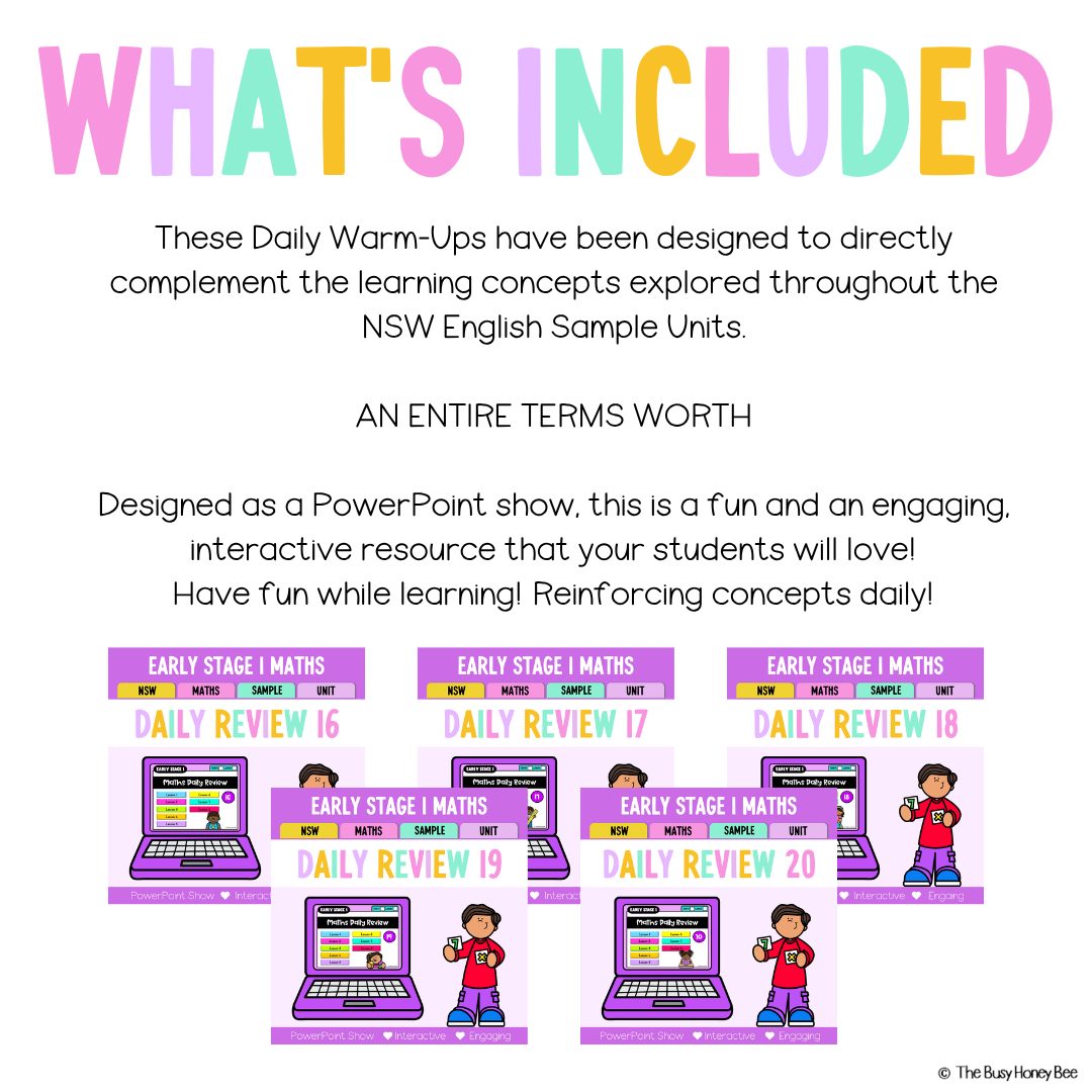 Early Stage 1 Australian | NSW Math Daily Review | Warm-Up Term 4 Mega Bundle
