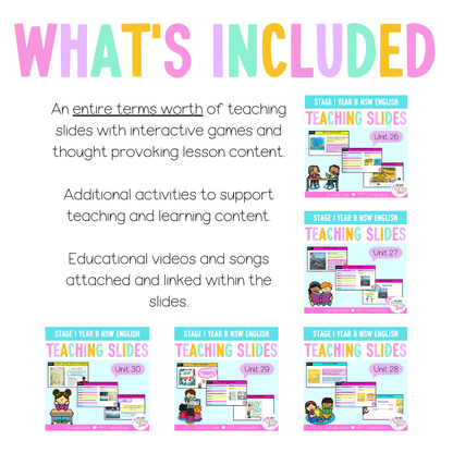 Stage 1 Year B Term 2 English Teaching Slides Mega Bundle