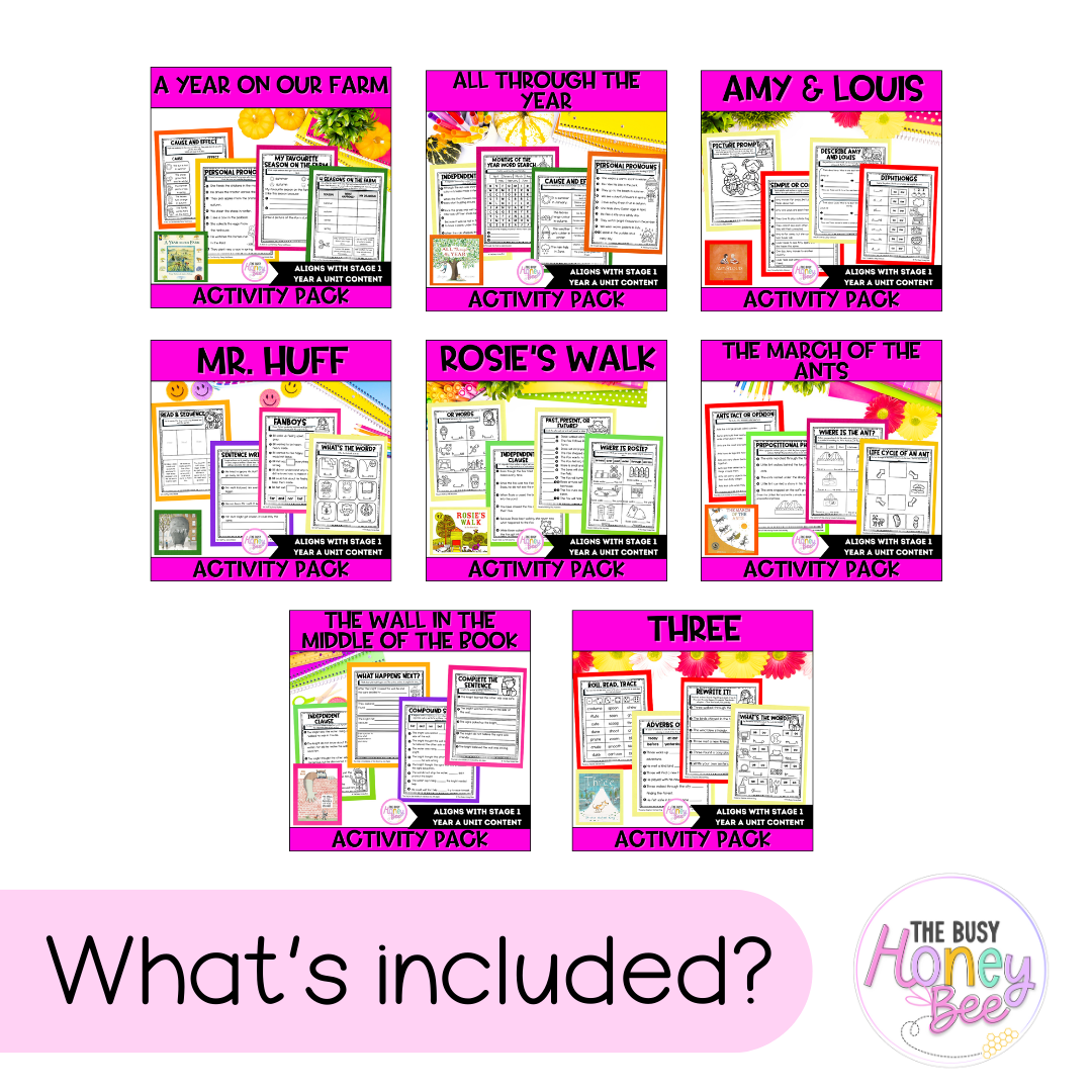 Stage 1 Year A and Multi Age K-2 Year A Term 2 English Activity Packs Mega Bundle