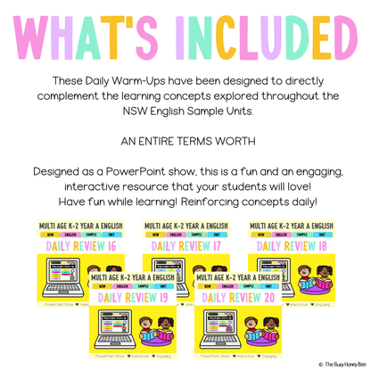 Multi Age K-2 Year A Australian | NSW English Daily Review | Warm-Up Term 4 Mega Bundle