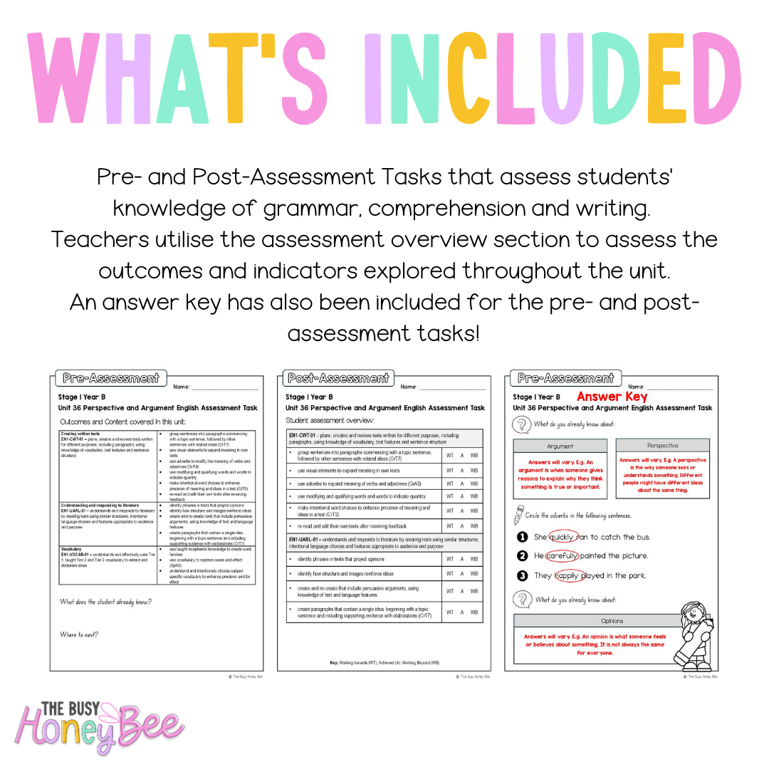 Stage 1 Year B English Pre- and Post-Assessment Unit 36