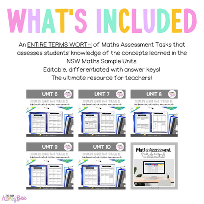 Multi Age 3-6 Year B Differentiated NSW Maths Assessment Term 2 Mega Bundle