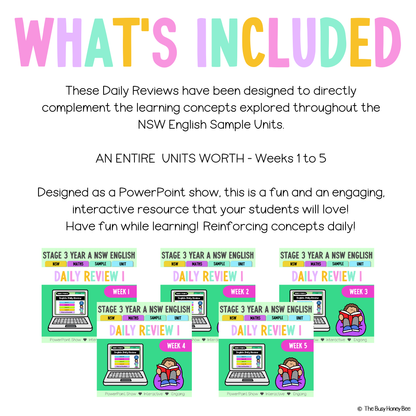 Stage 3 Year A Australian | NSW English Daily Review | Warm-Up Unit 1 Bundle