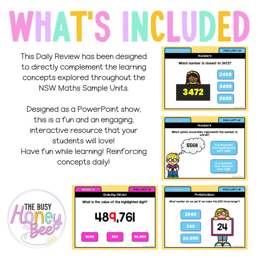 Stage 2 Year B Australian | NSW Math Daily Review | Warm-Up Unit 21