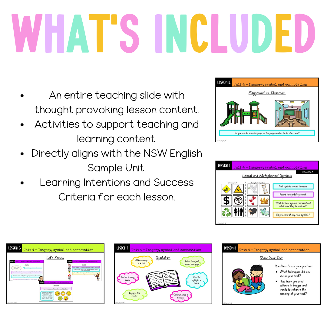 Multi Age 3-6 Year B Unit 4 Imagery, Symbol and Connotation English Teaching Slides