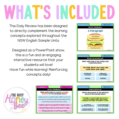 Stage 3 Year A Australian | NSW English Daily Review | Warm-Up Unit 3 Week 4