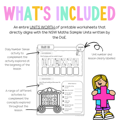 Multi Age K-2 Year B NSW Maths Worksheets Unit 10