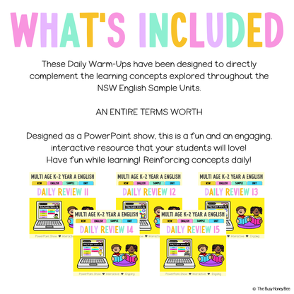Multi Age K-2 Year A Australian | NSW English Daily Review | Warm-Up Term 3 Mega Bundle