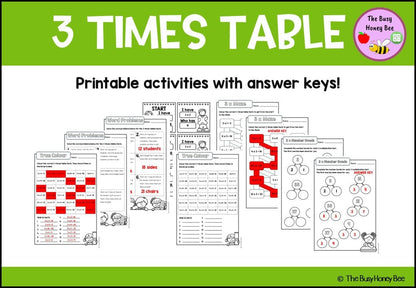 3 Times Table Teaching Slide and Printable Bundle - Teaching Bundle