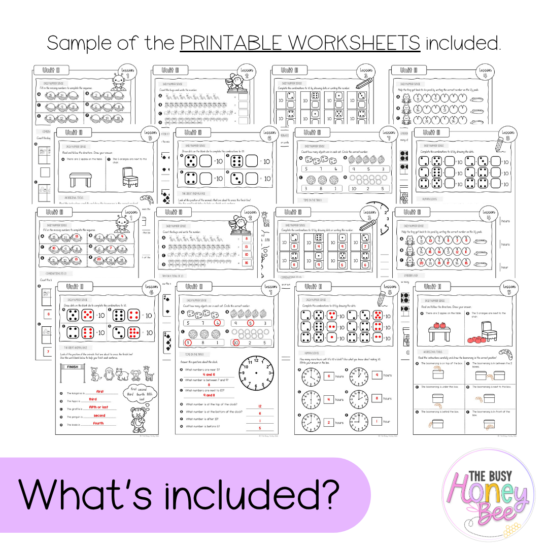 Early Stage 1 NSW Maths Worksheets Unit 11