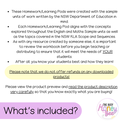 Early Stage 1 Homework/Learning Pods Term 1 Mega Bundle