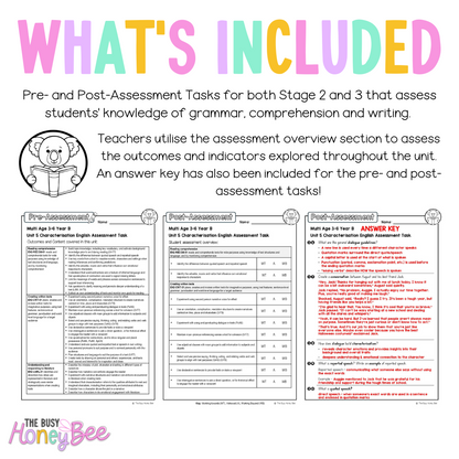 Multi Age 3-6 Year B English Pre- and Post-Assessment Unit 5 Characterisation