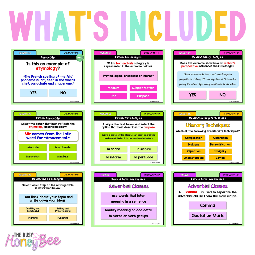 Stage 3 Year A Australian | NSW English Daily Review | Warm-Up Unit 2 Week 4