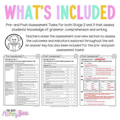 Multi Age 3-6 Year A English Pre- and Post-Assessment Unit 6 Perspective and Context