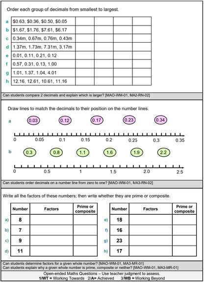 Stage 3 Year A Differentiated Maths Assessment Unit 1 – The Busy Honey Bee
