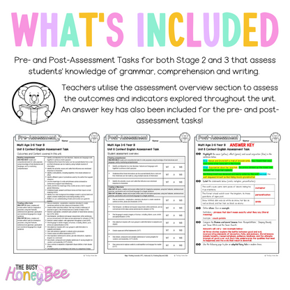 Multi Age 3-6 Year B English Pre- and Post-Assessment Unit 8 Context